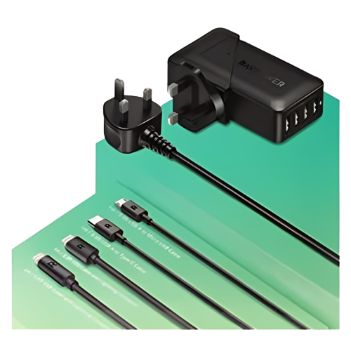 راڤ باور - منصة شحن أربع منافذ بإجمالي - 40W - مع أربعة كيابل